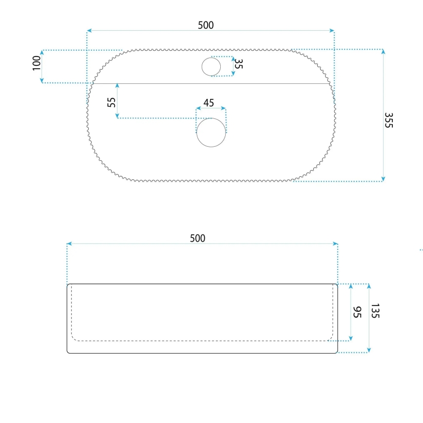 REA-U4003 - Nadpultni umivalnik MARCELA 35,5x50 cm keramika/sijajno bela