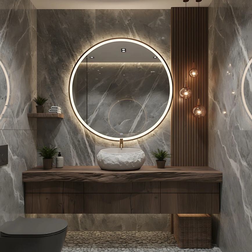 REA-U4332 - Umivalnik za pult MIKA 38x50 cm bež/siva/imitacija kamna