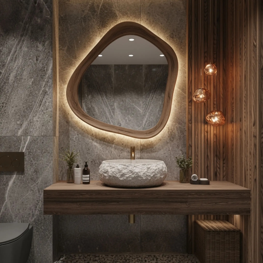 REA-U4332 - Umivalnik za pult MIKA 38x50 cm bež/siva/imitacija kamna