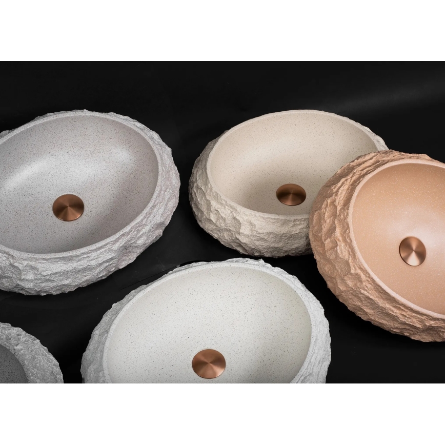 REA-U4332 - Umivalnik za pult MIKA 38x50 cm bež/siva/imitacija kamna