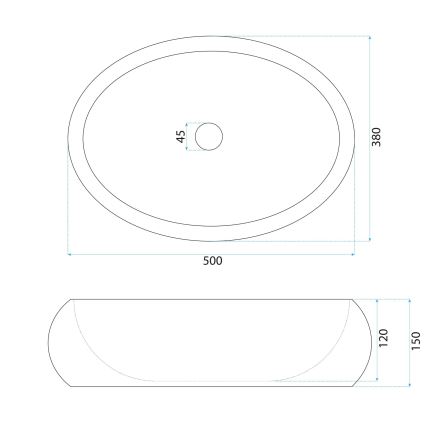 REA-U4332 - Umivalnik za pult MIKA 38x50 cm bež/siva/imitacija kamna