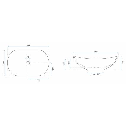 REA-U4545 - Nadpultni umivalnik ROYAL 36x60,5 cm keramika/zlata