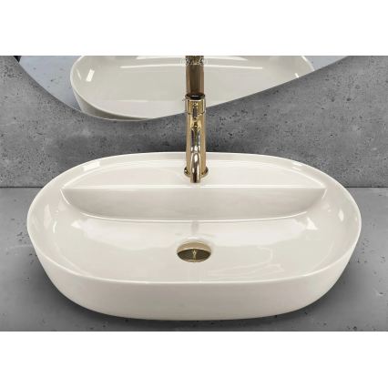 REA-U4589 - Pultni umivalnik AURA 41x61 cm keramika/sijajna kremna