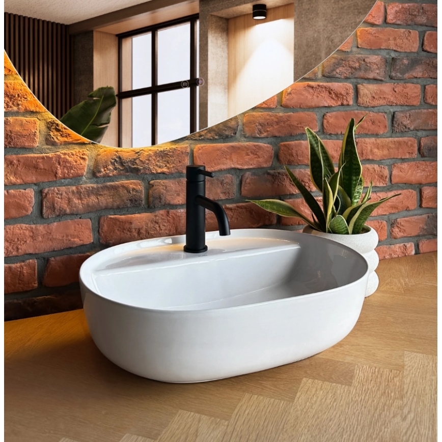 REA-U4620 - Pultni umivalnik AURA 38,5x50,5 cm keramika/sijoča bela