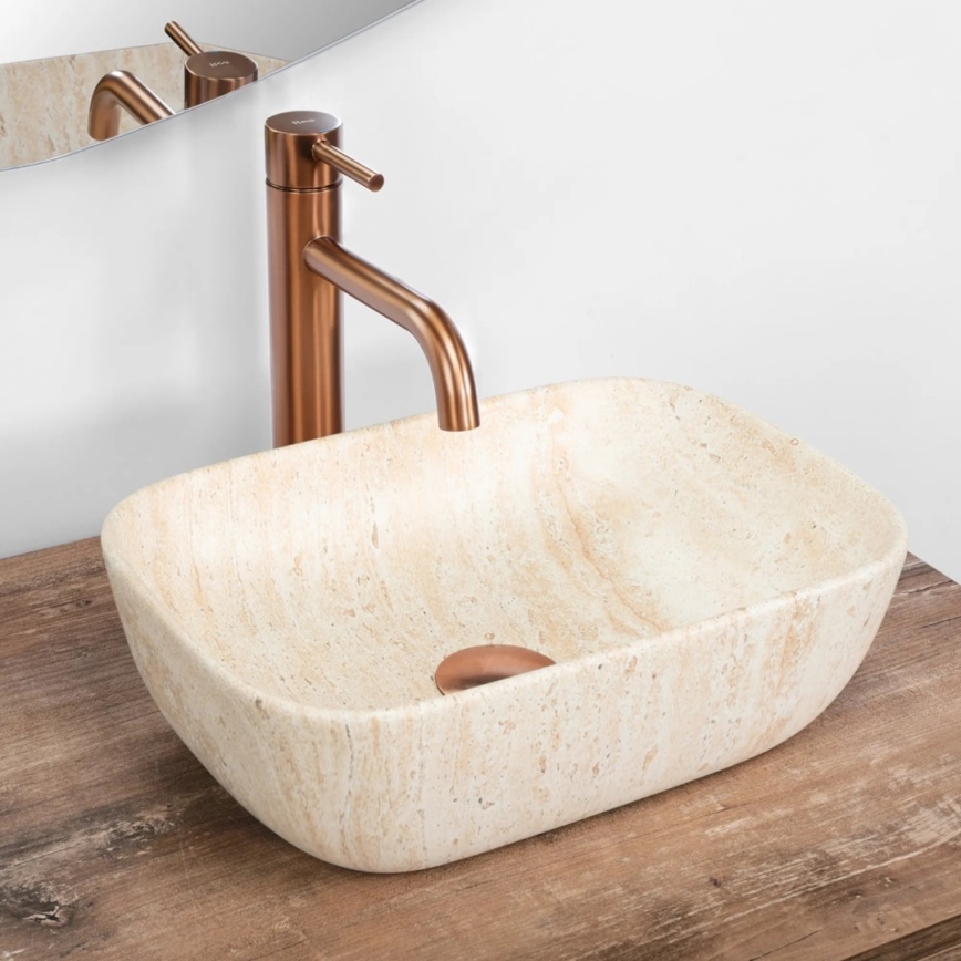 REA-U4700 - Pultni umivalnik BELINDA 25x36 cm keramika/bež/imitacija kamna