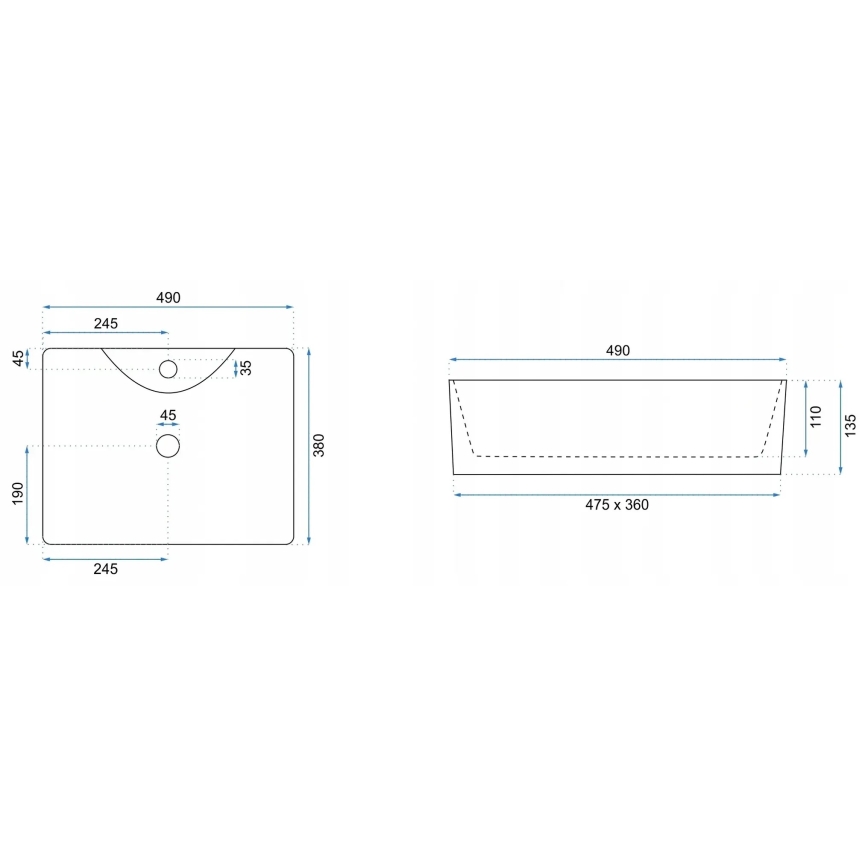 REA-U5052 - Umivalnik na pult KELLY 38x49 cm keramika/bela/dekor marmorja