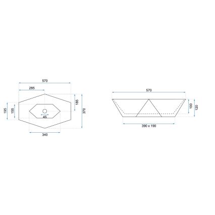 REA-U5602 - Umivalnik za pult VEGAS 37x57 cm keramika/imitacija kamna