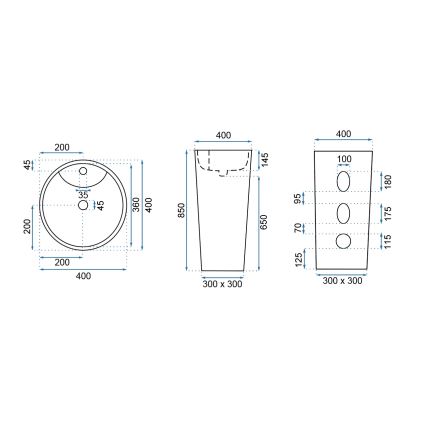 REA-U5635 - Samostoječ umivalnik BLANKA 85x40 cm keramika/sijajno bela