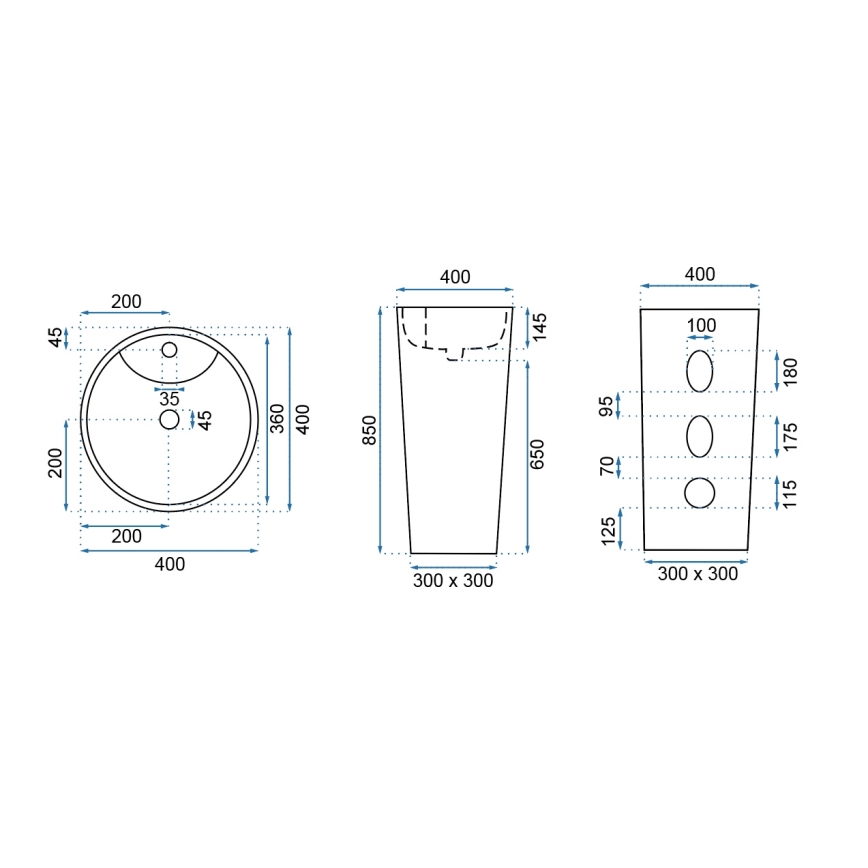 REA-U5635 - Samostoječ umivalnik BLANKA 85x40 cm keramika/sijajno bela