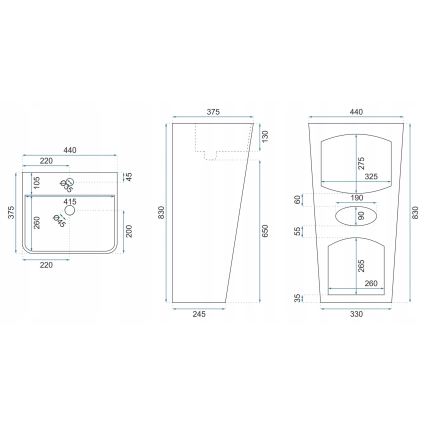 REA-U5637 - Samostoječi umivalnik ARIS 37,5x44 cm keramika/sijajna bela