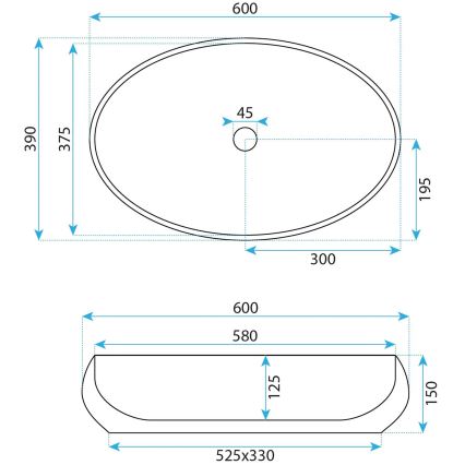 REA-U5660 - Umivalnik na pult MAYA 39x60 cm keramika/sijajna bela