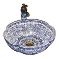 REA-U5666 - Keramični pultni umivalnik VIVIEN, premer 42,5 cm, ornamentni vzorec