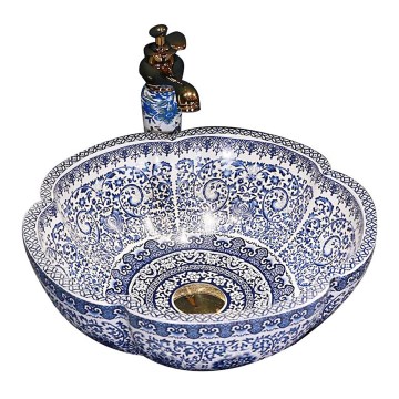 REA-U5666 - Keramični pultni umivalnik VIVIEN, premer 42,5 cm, ornamentni vzorec