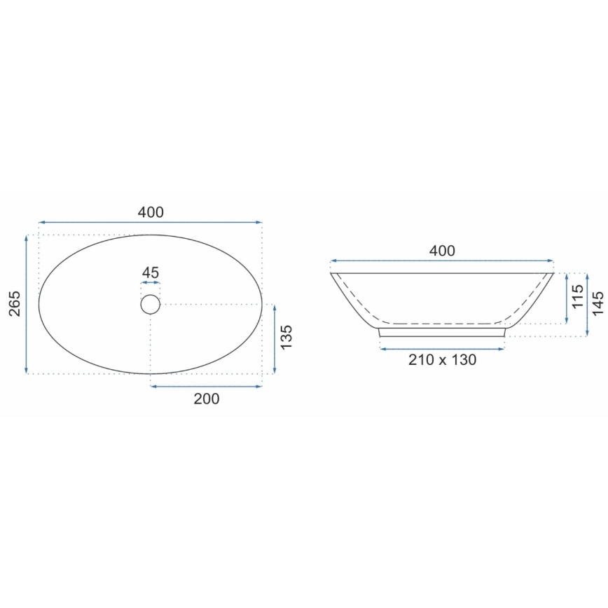 REA-U5804 - Umivalnik na pult PAMELA MINI 26,5x40 cm keramika/sijajna bela