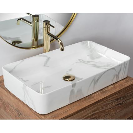 REA-U5896 - Umivalnik za namestitev na pult DENIS 35x61,5 cm keramika/dekor marmorja