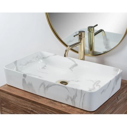 REA-U5896 - Umivalnik za namestitev na pult DENIS 35x61,5 cm keramika/dekor marmorja