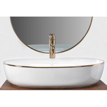 REA-U6211 - Umivalnik na pult CLEO 41x60,5 cm keramika/bela/zlata