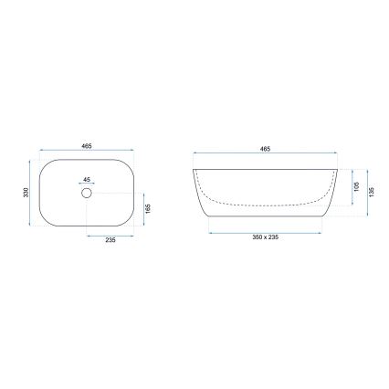 REA-U6332 - Pultni umivalnik BELINDA 33x46,5 cm keramika/črna/bela