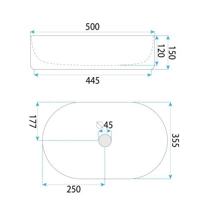 REA-U6366 - Umivalnik na pult OKTAWIA 35,5x50 cm keramika/bela