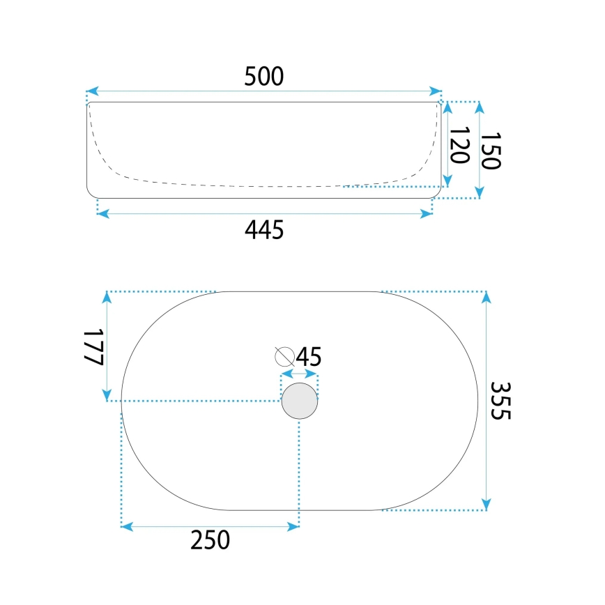 REA-U6366 - Umivalnik na pult OKTAWIA 35,5x50 cm keramika/bela