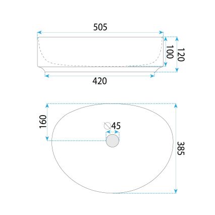 REA-U6370 - Umivalnik za pult JOANA 38,5x50,5 cm keramika/sijajna bela