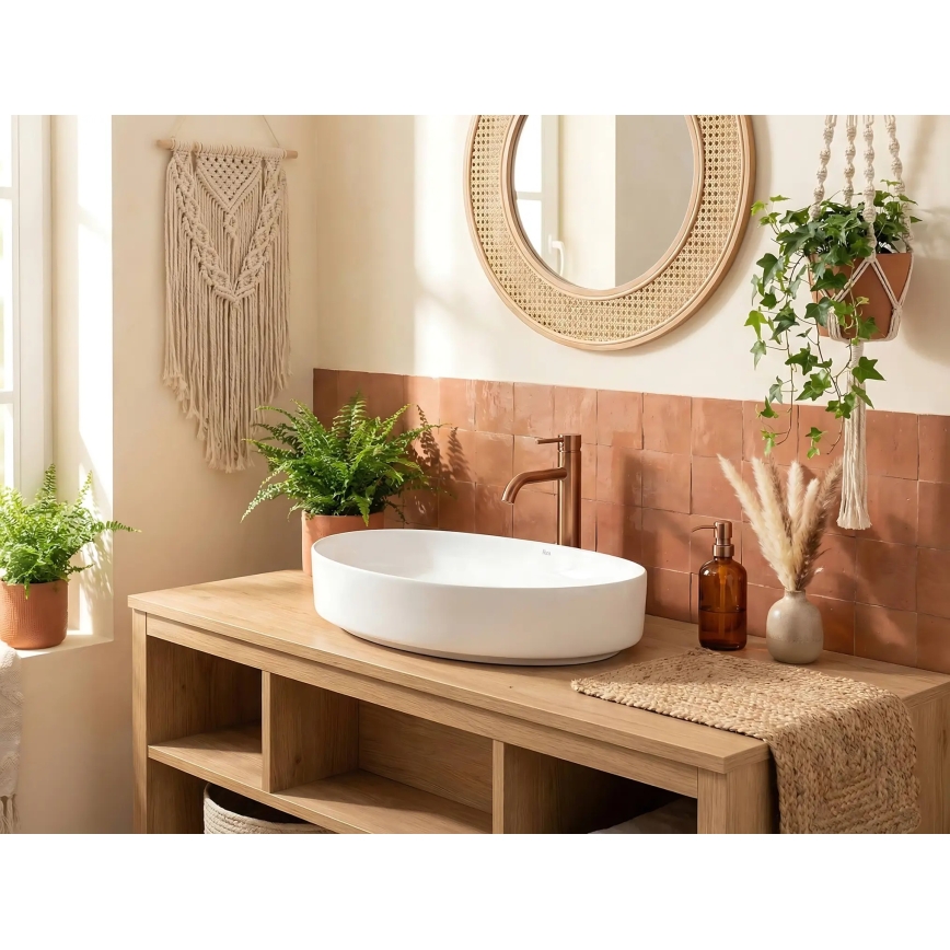 REA-U6371 - Umivalnik na pult JOANA 40,5x65,5 cm keramika/sijajna bela