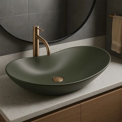REA-U6372 - Umivalnik za pult ROYAL 35,5x61,5 cm keramika/olivna