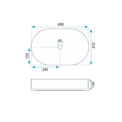 REA-U6375 - Nadpultni umivalnik VANDA 31x49 cm keramika/matna modra