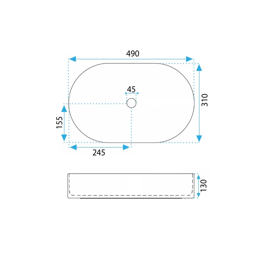 REA-U6375 - Nadpultni umivalnik VANDA 31x49 cm keramika/matna modra
