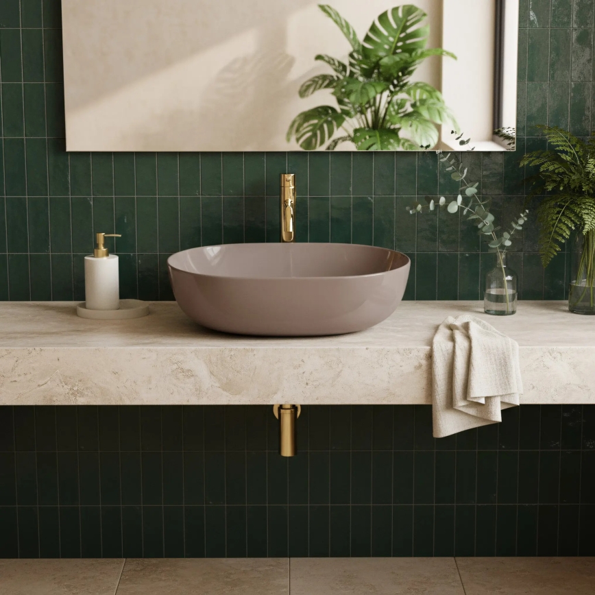 REA-U6380 - Umivalnik na pult LISA 35x49 cm keramika/sijajna rjava