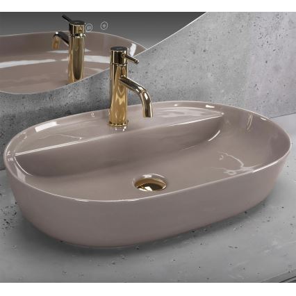 REA-U6381 - Nadpultni umivalnik AURA 41x61 cm keramika/sijajna rjava