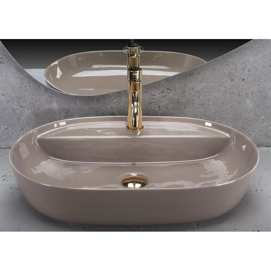 REA-U6381 - Nadpultni umivalnik AURA 41x61 cm keramika/sijajna rjava