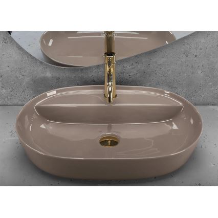 REA-U6381 - Nadpultni umivalnik AURA 41x61 cm keramika/sijajna rjava