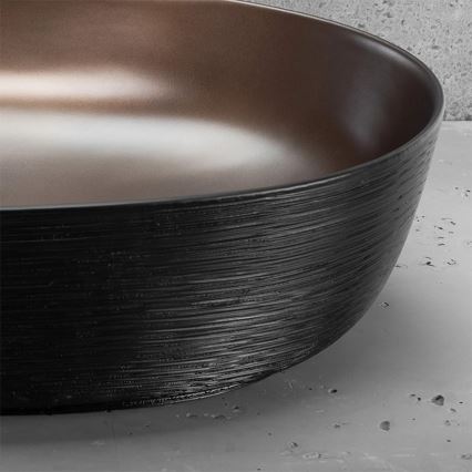 REA-U6383 - Pultni umivalnik CLEO 41x60,5 cm keramika/črna/brušen baker