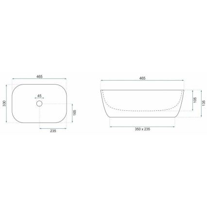 REA-U6384 - Umivalnik na pult BELINDA 33x46,5 cm keramika/črna/rjava