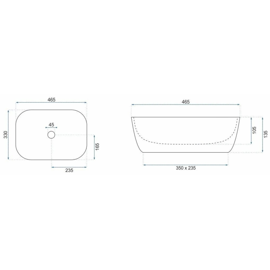 REA-U6384 - Umivalnik na pult BELINDA 33x46,5 cm keramika/črna/rjava