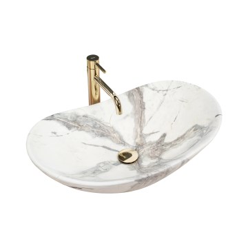 REA-U6502 - Umivalnik na pult ROYAL 36x60,5 cm keramika/marmorni dekor