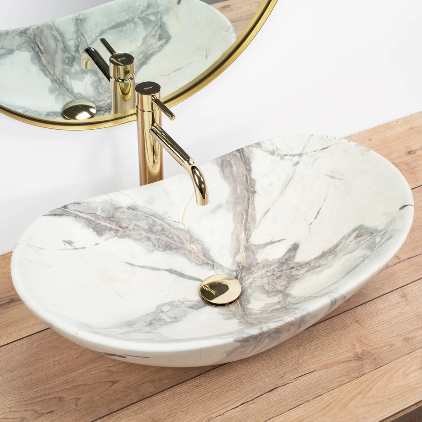 REA-U6502 - Umivalnik na pult ROYAL 36x60,5 cm keramika/marmorni dekor