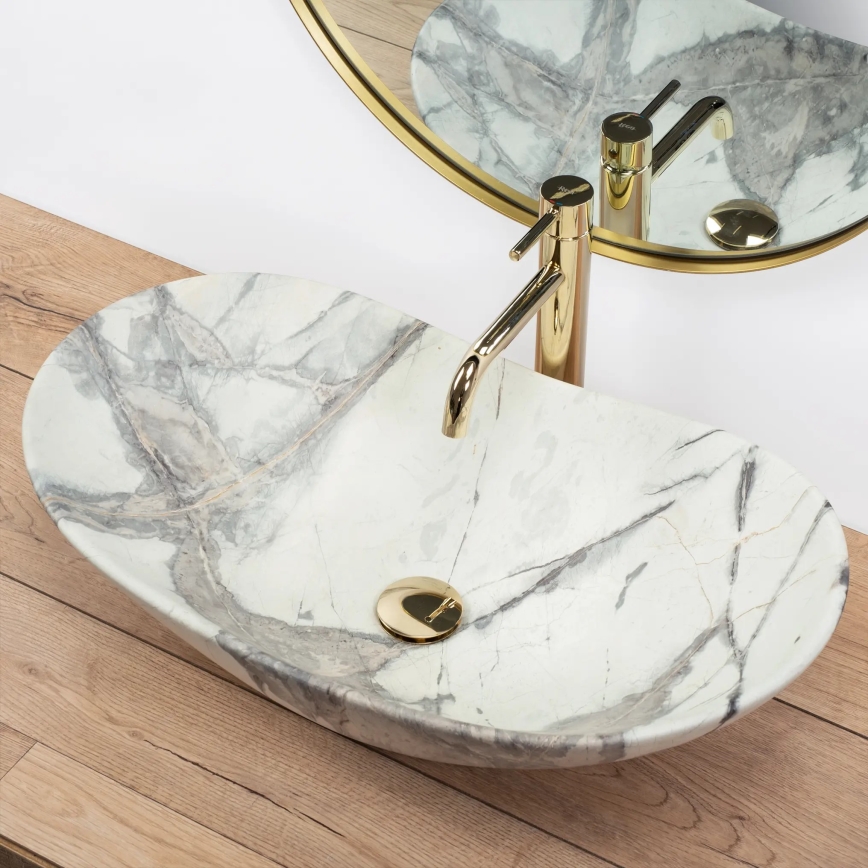 REA-U6502 - Umivalnik na pult ROYAL 36x60,5 cm keramika/marmorni dekor