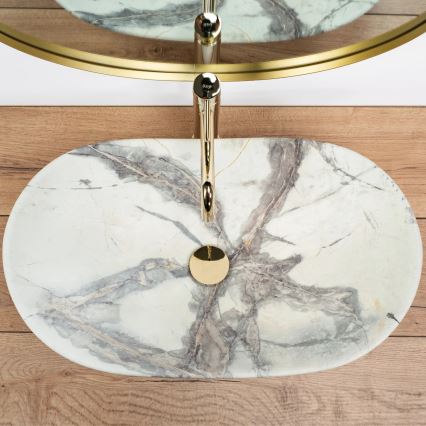 REA-U6502 - Umivalnik na pult ROYAL 36x60,5 cm keramika/marmorni dekor