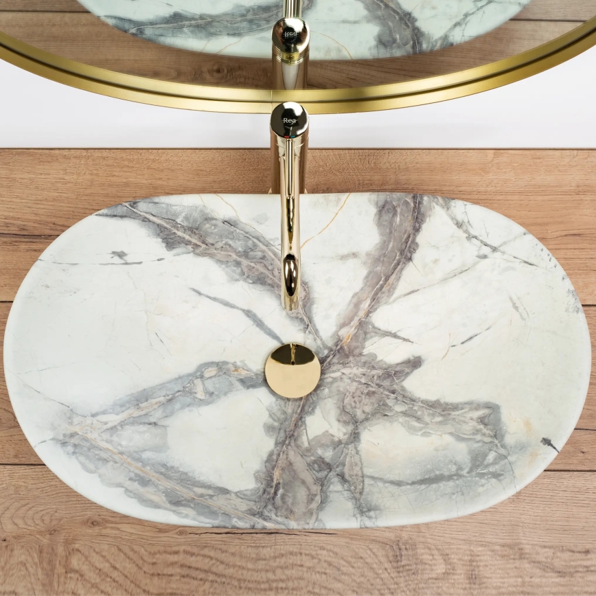 REA-U6502 - Umivalnik na pult ROYAL 36x60,5 cm keramika/marmorni dekor