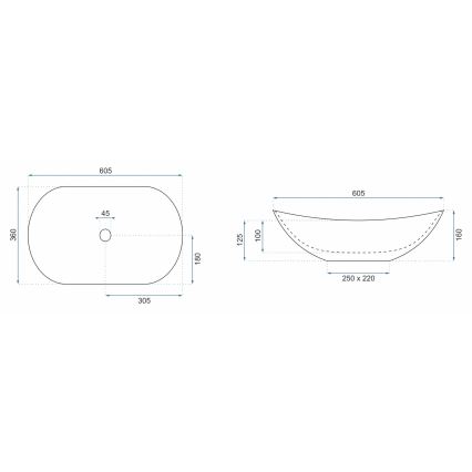 REA-U6502 - Umivalnik na pult ROYAL 36x60,5 cm keramika/marmorni dekor