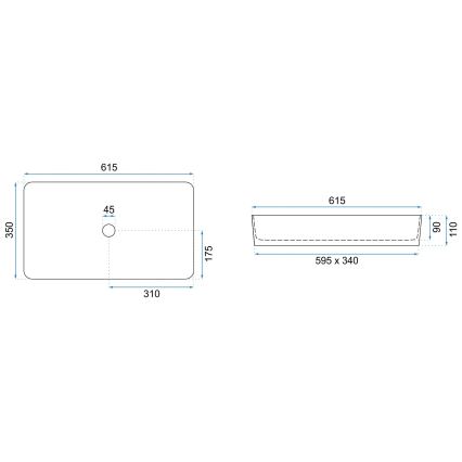 REA-U6510 - Umivalnik na pult DENIS 35x61,5 cm keramika/mat črna