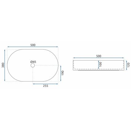 REA-U6563 - Namizni umivalnik NADIA 38x50 cm keramika/visoko sijajna bela