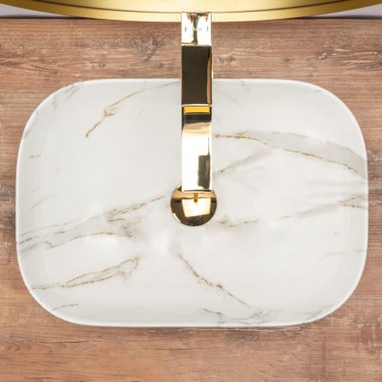 REA-U6596 - Pultni umivalnik BELINDA 33,5x46,5 cm keramika/marmorni dekor
