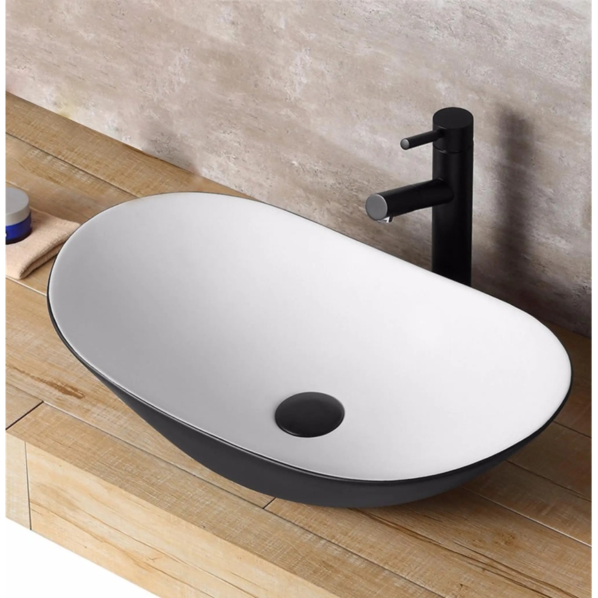 REA-U6600 - Umivalnik na pult ROYAL 36x62,5 cm keramika/bela/črna