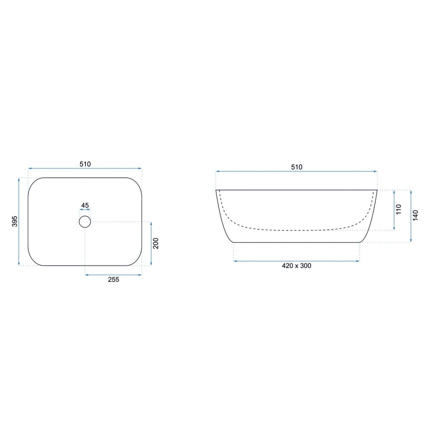 REA-U6616 - Nadpultni umivalnik FREJA 39,5 x 51 cm, keramika/bela