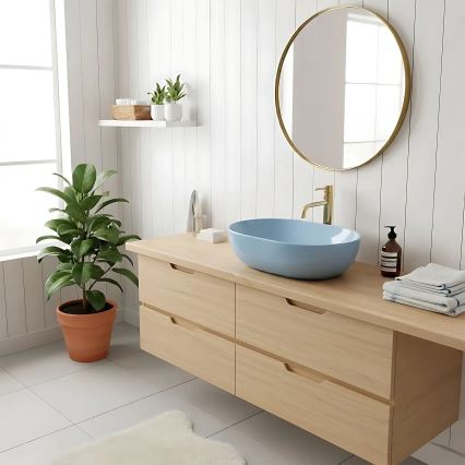 REA-U6620 - Umivalnik za na pult LISA 35x49 cm keramika/sijajna modra