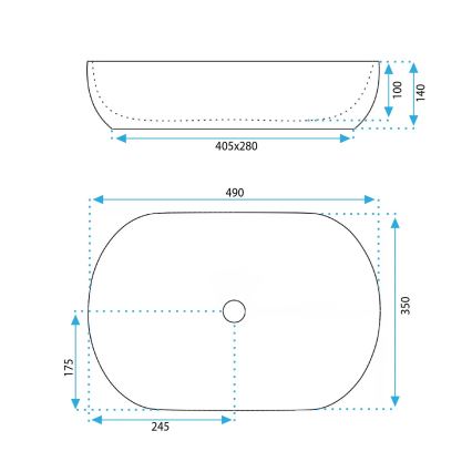REA-U6620 - Umivalnik za na pult LISA 35x49 cm keramika/sijajna modra