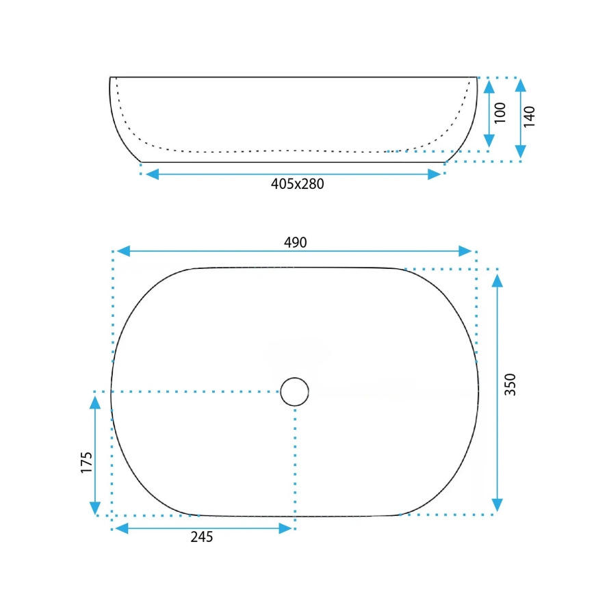REA-U6620 - Umivalnik za na pult LISA 35x49 cm keramika/sijajna modra